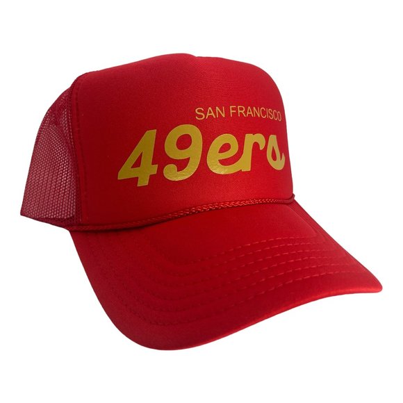 NEW VINTAGE SAN FRANCISCO 49ERS RED GOLD TRUCKER HAT CAP ADULT - Picture 1 of 4